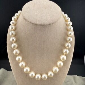 Vintage Glass Beaded Necklace Imitation Pearl 18"